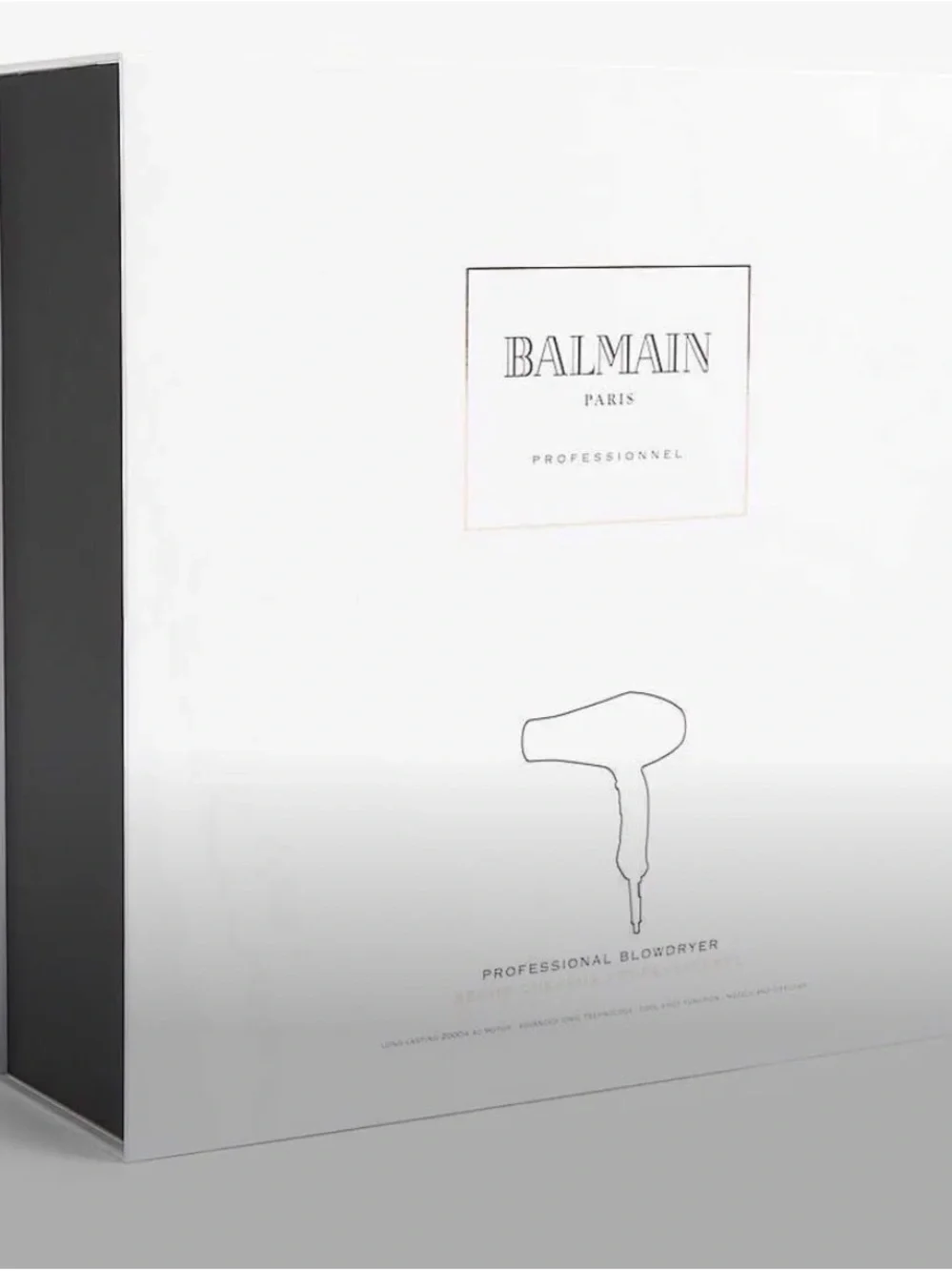 Balmain White and Black Professional Blowdryer Packaging